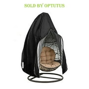 OPTUTUS Patio Egg Chair Cover, 420D Patio Hanging Swing Cover, 75 Inch Outdoor Wicker Swing Chair, Black Waterproof Egg Chair with Drawstring